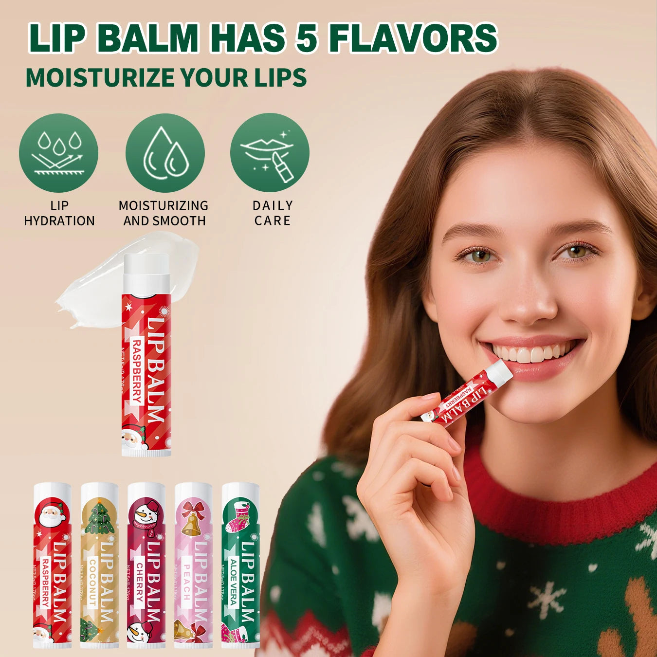 5 Pack Christmas Self Care Gift Set, Lip Balm Hand Cream Solid Perfume, Hydrating Skin Care Qme