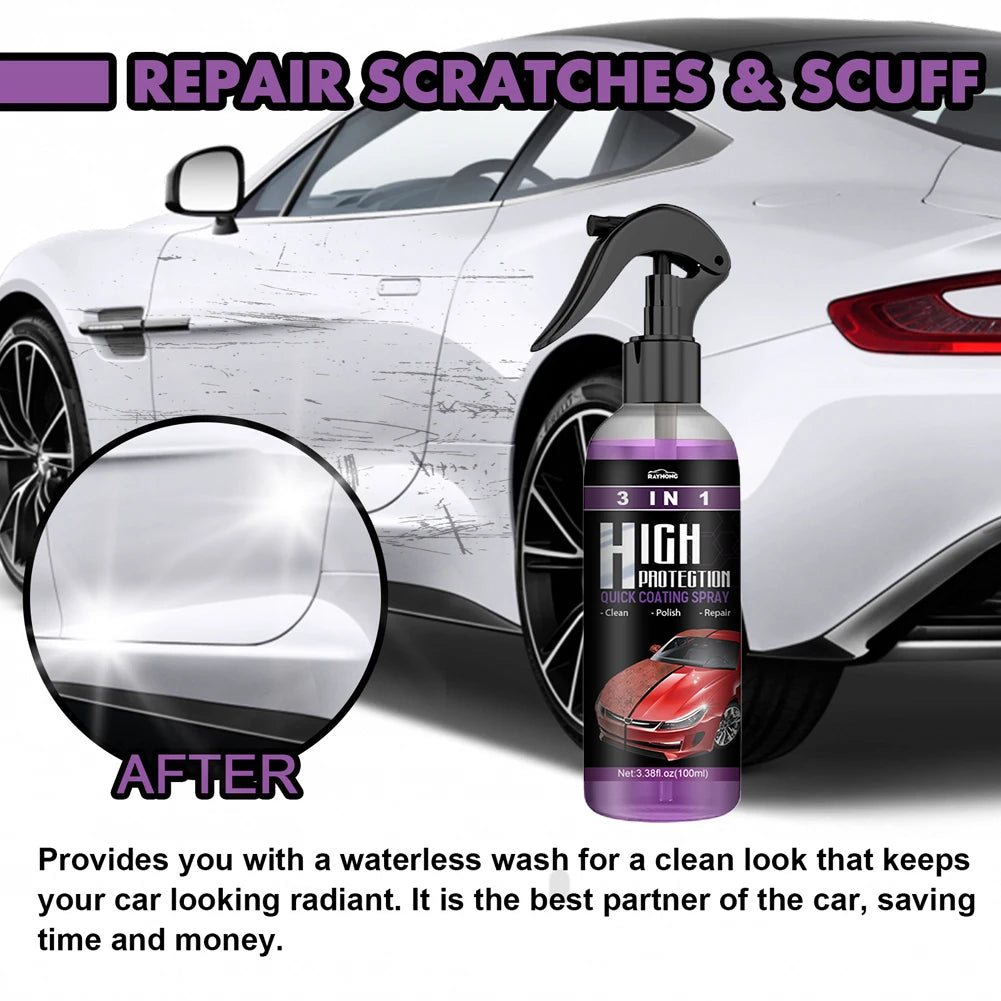 2 Set 3 In 1 Auto Nano Ceramic Coating 100ml Polishing Spraying Wax Car Scratch Repair Glass Hydrophobic Coating Car Paint Care Qme