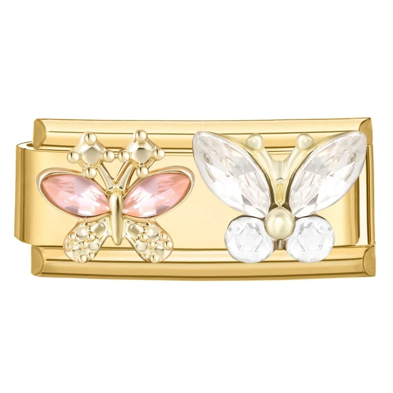 Fashion Gold Cute Bows Garland Big Zircon Stars Hearts Italian Charm