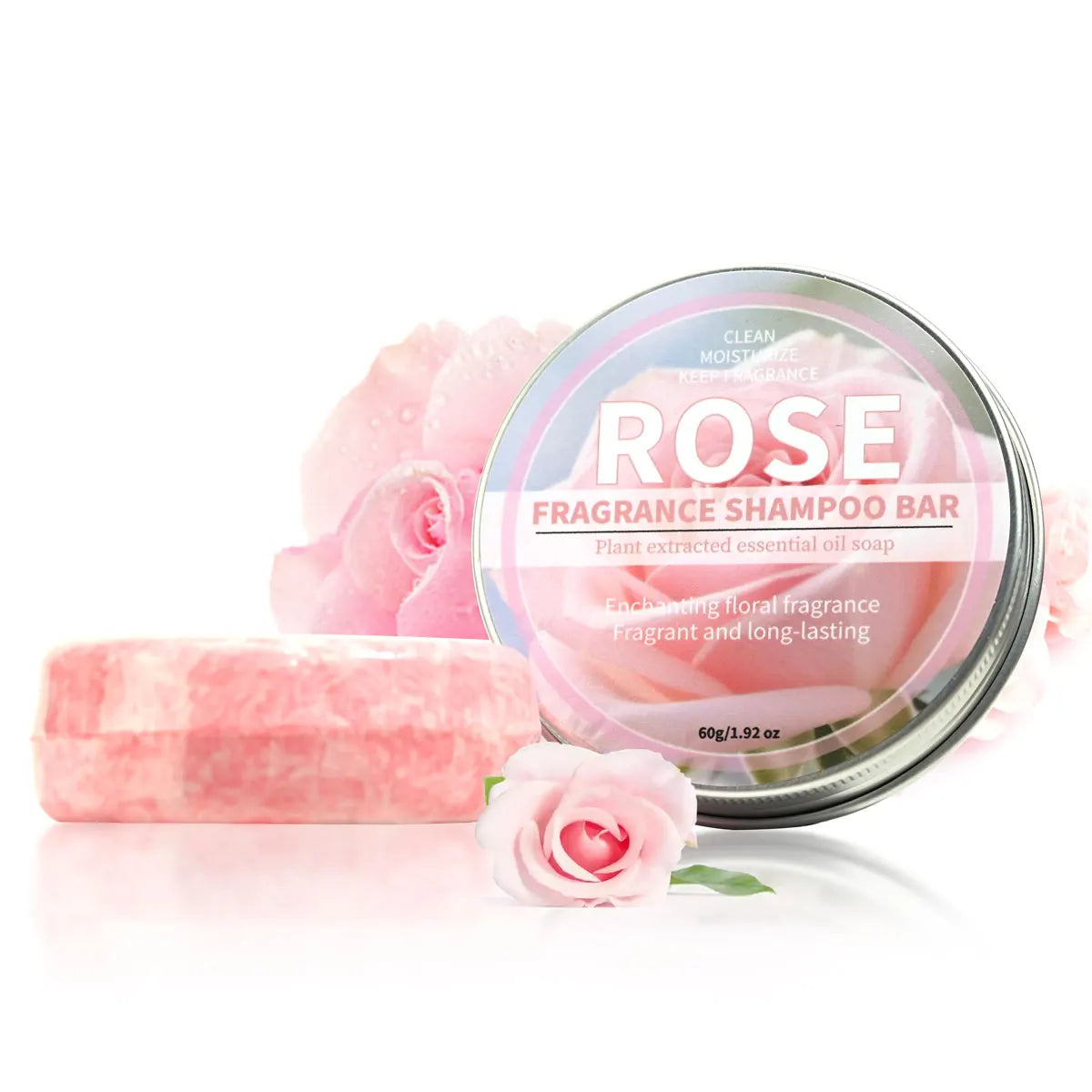 Pink Rose Essential Oil Shampoo Bar Plant Extract Essence Deep Qme