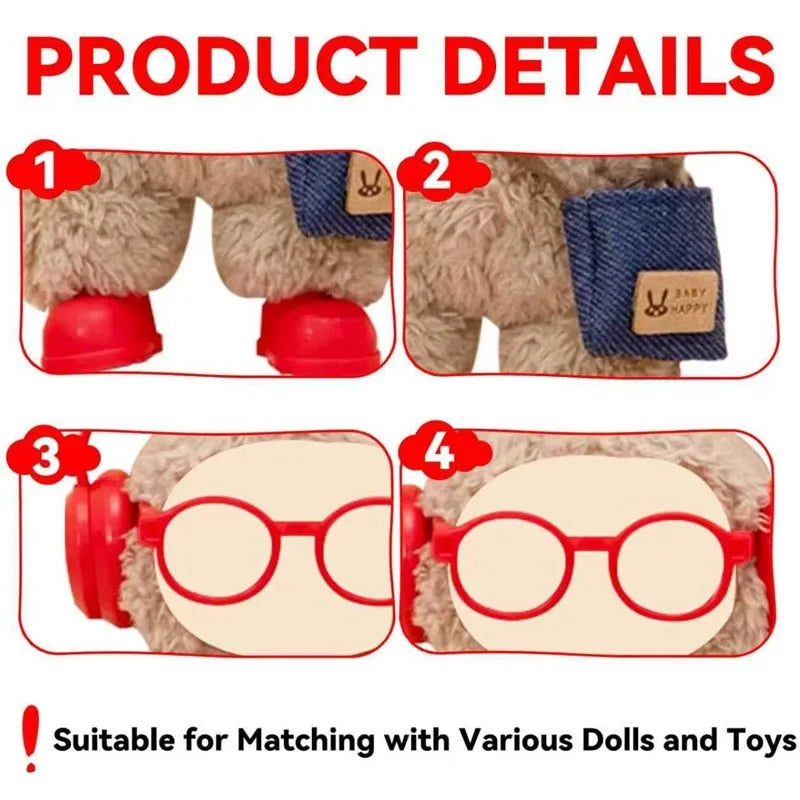 Suitable for LABUBU15-17cm dolls, 4 pairs of headphones, glasses, backpacks, shoes, interesting accessory decorations Qme