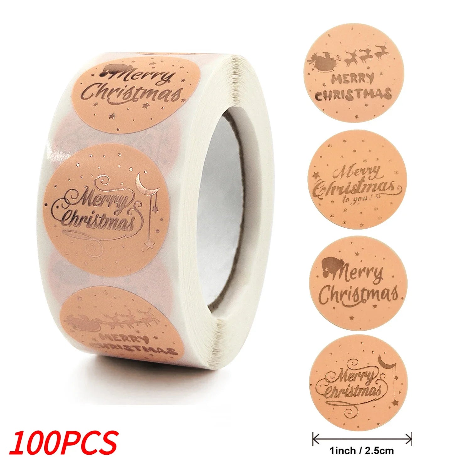 Merry Christmas Stickers Self-adhesive Christmas Tree Santa Claus Seal Labels Holiday Stickers For Gift Sealing Christmas Decor Qme Type D-100pcs 2.5CM