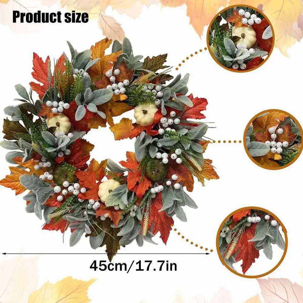 Halloween Wreath Harvest Season Decor Festive Maple Leaves Pumpkin Qme A China Mainland