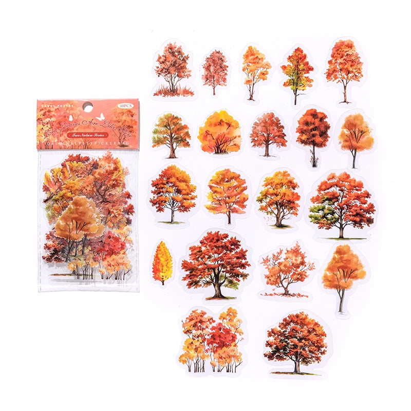 40pcs/pack PET Forest scenery Stickers Aesthetics Stationery DIY Scrapbooking Materials Collage Junk Journal Decor Stickers Qme B