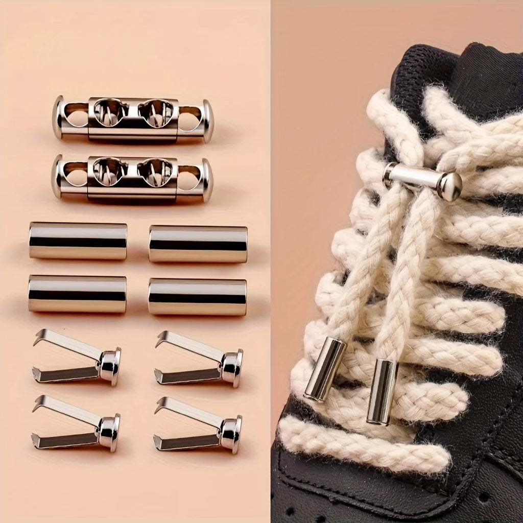 10Pcs/2set Spring Buckle No Lace Rope Lock - No Installation, for shoelaces, hoodies, jackets, pants and cable finishing Qme