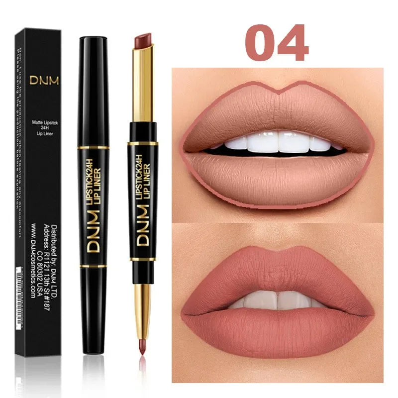 12 Colors 2 In1 Long-lasting Lip Liner Matte Lipsticks Portable Lip Pencil Waterproof Moisturizing Lip Makeup Contour Cosmetics Qme 04
