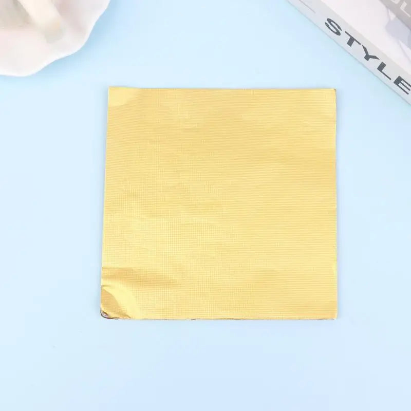 Aluminum Foils Wrapping Paper Sheets Foil Candy Package Paper Chocolate Wedding Party 100Pcs Candy Packaging Qme Gold
