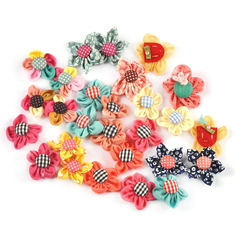 10Pcs 2.5-3.5cm Mixed Flowers Patches Appliques For Clothes Sewing Accessories Hairclip Decor Kids Hat Shoes DIY Supplies c4023 Qme mixed-10Pcs