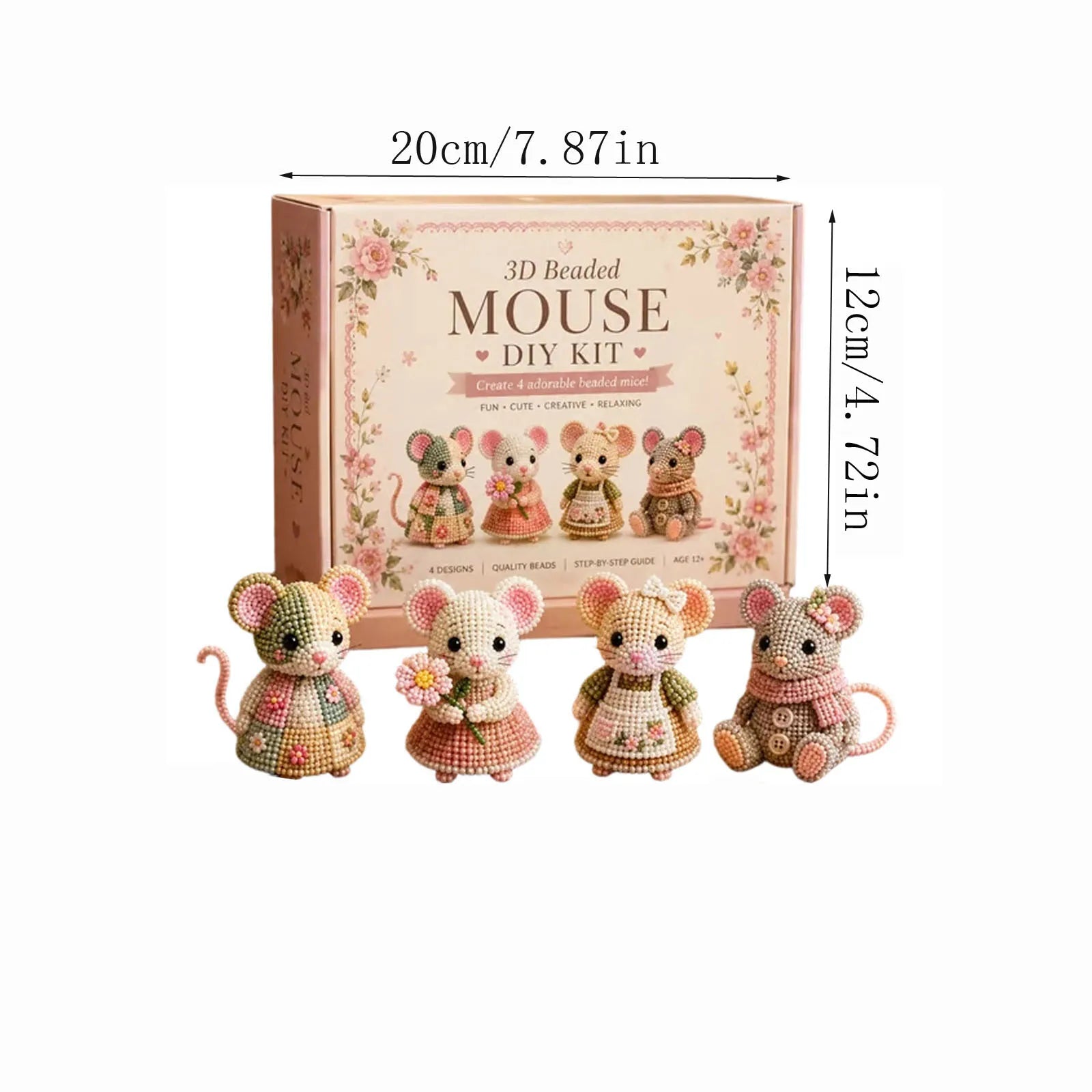 3D Mouse Beaded Animal Craft Kit Handmade DIY Animal Beading Kit for Adults Home Desktop Decoration Unique Gift Qme