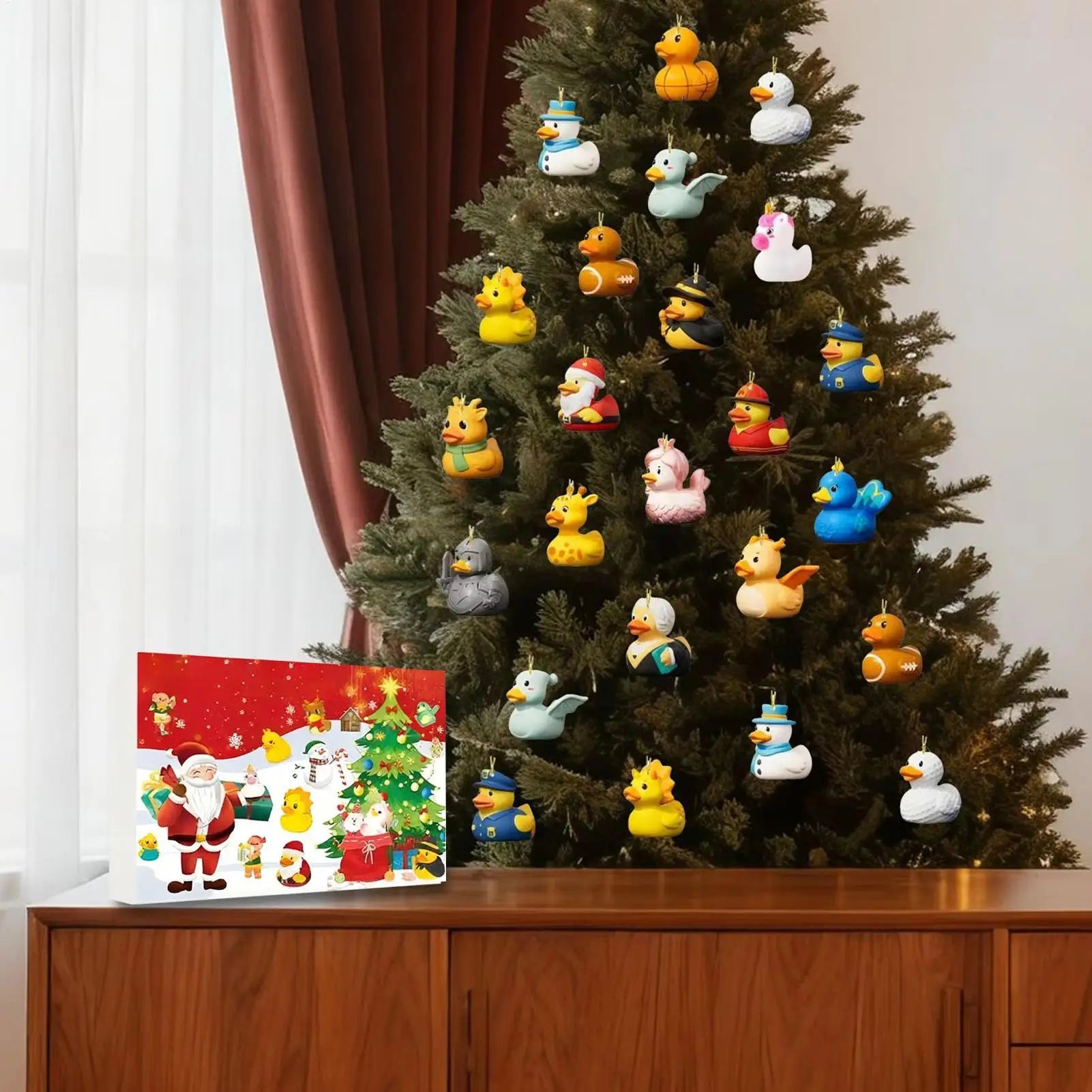 Duck Ornament Advent Christmas Calendar 2D Acrylic Decorations 24 Qme