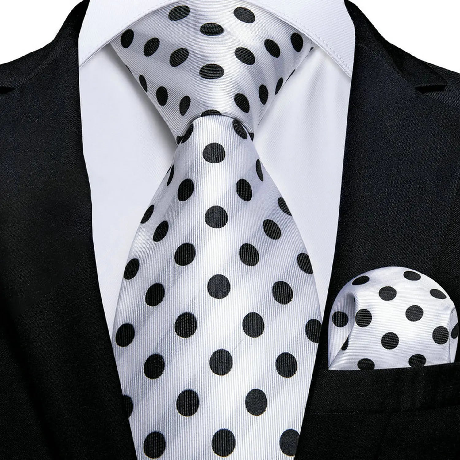 White Yellow Classic Men Necktie Pocket Square Formal Silk Wedding Qme HT-N-1057