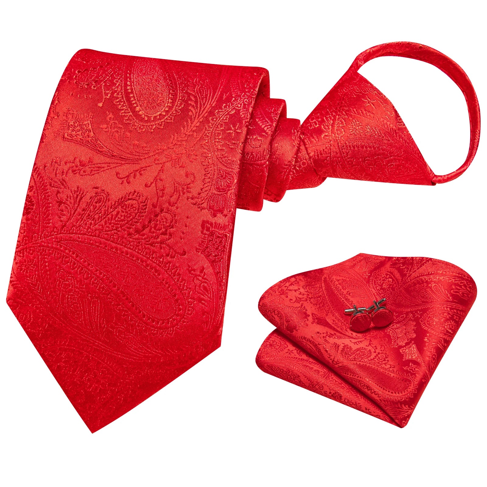 3.15inch Zipper Tie S, Knot-free, For Formal Business, Easy To Pull, Lazy Groom Wedding, Red And Black Stripes Qme HT-AL-0032B