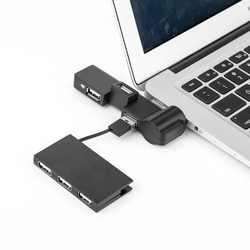 Pipe USB Rotatable 4-port 2.0hub Computer Trailing Quarter Splitter USB2.0 Hub Expander Black 480 Qme