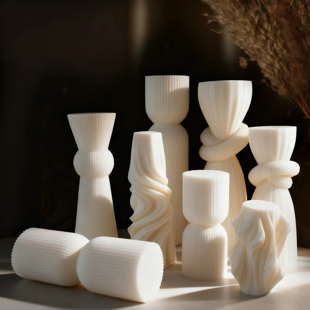 Nordic Minimalist White Scented Candle Atmosphere Home Decor Wedding Arrangement Cylinder Geometric Shape Fragrance Candle Qme