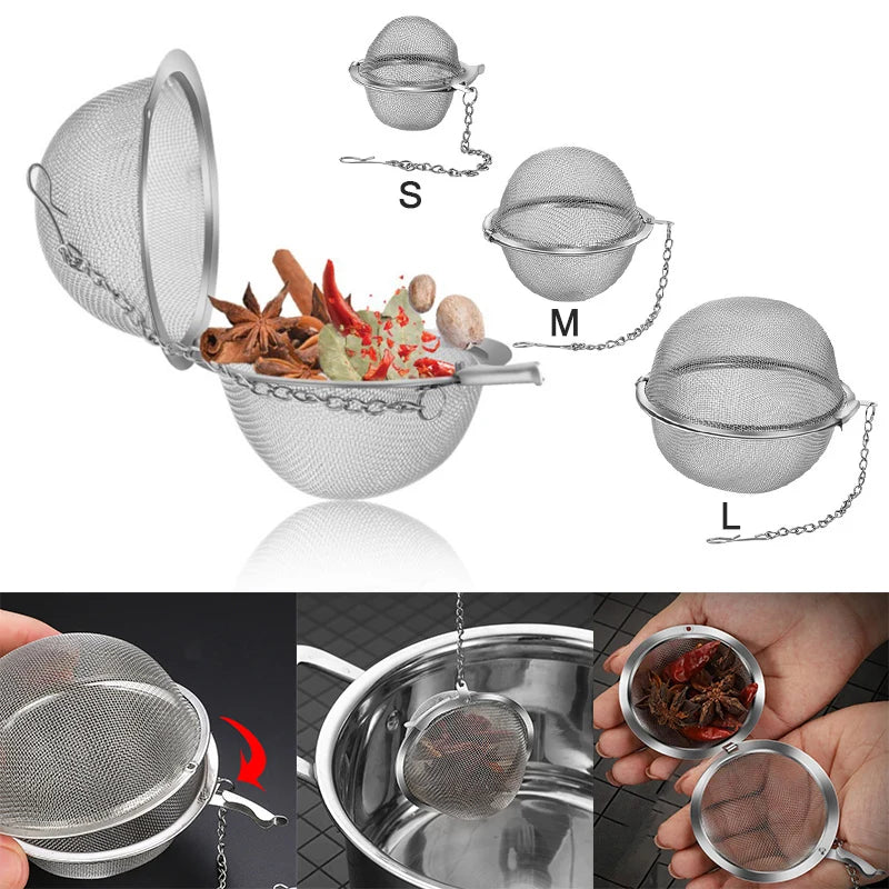 Stainless Tea Infuser Sphere Locking Spice Tea Ball Strainer MeshTea Filter Tool. Qme
