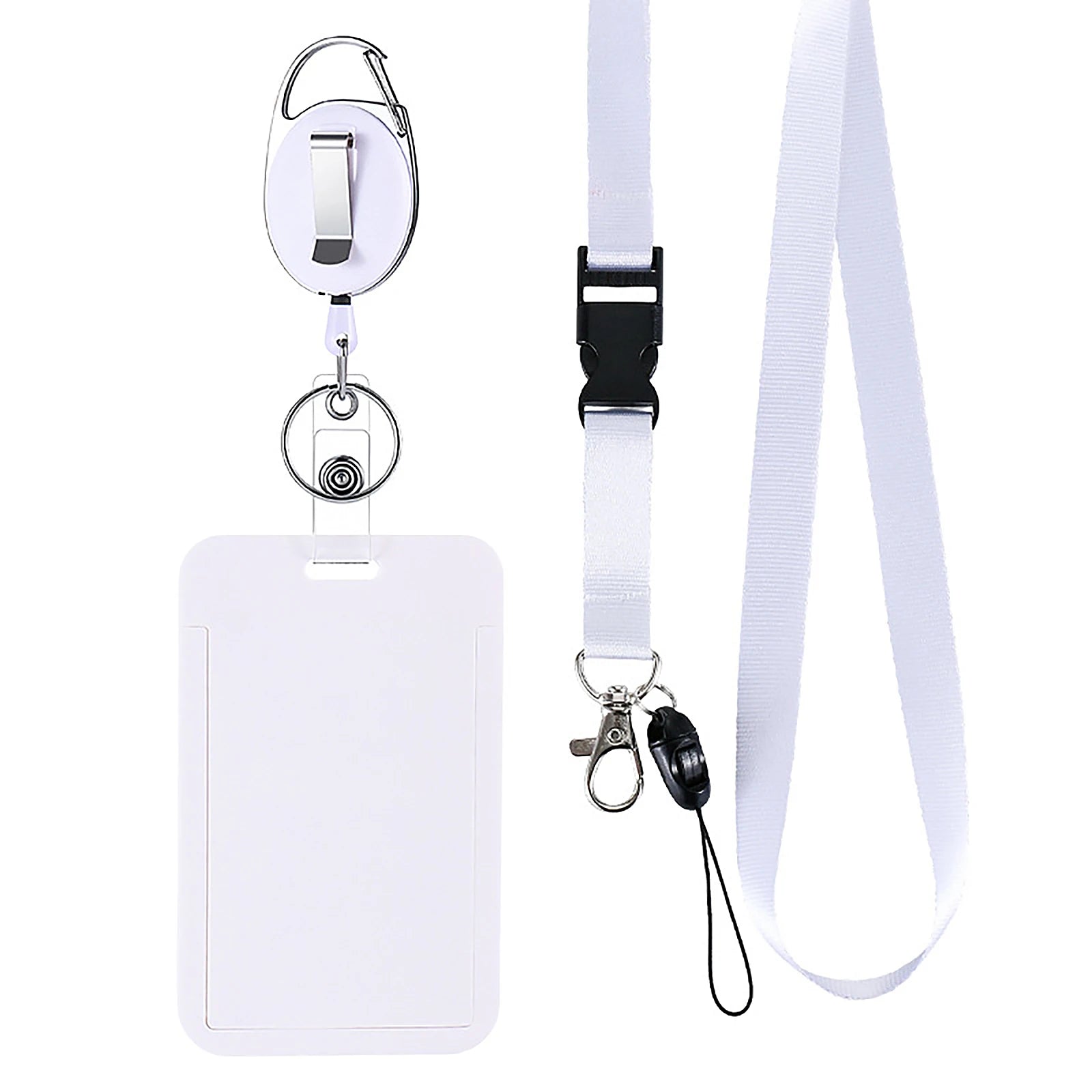Solid Color Lanyard for Working Permit Case Keys ID Tag Name Badge Holder Pass Bus Access Employee's Work Card Cover Qme White