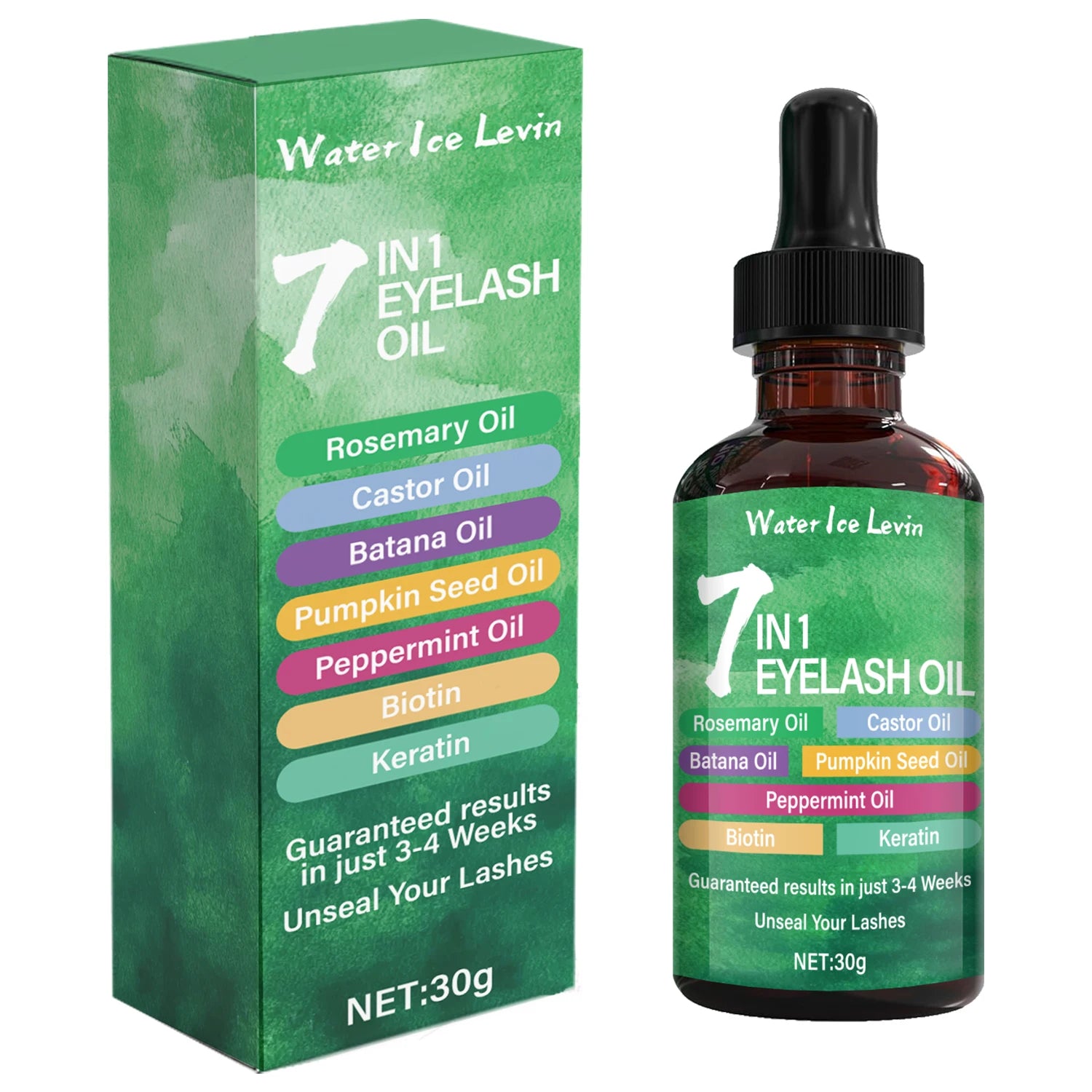 7 in 1 Eyelash Mask & Oil with Bee Venom & Collagen for Growth & Nourishment - Results in 3-4 Weeks, Rosemary & Castor Oils. Qme green 30g