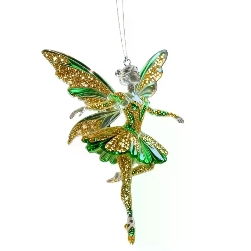 Sparkling 2D Acrylic Pendants Ballerina Simulation Christmas Tree Hangings Car Rearview Mirror Charm Decoration Ornaments Qme