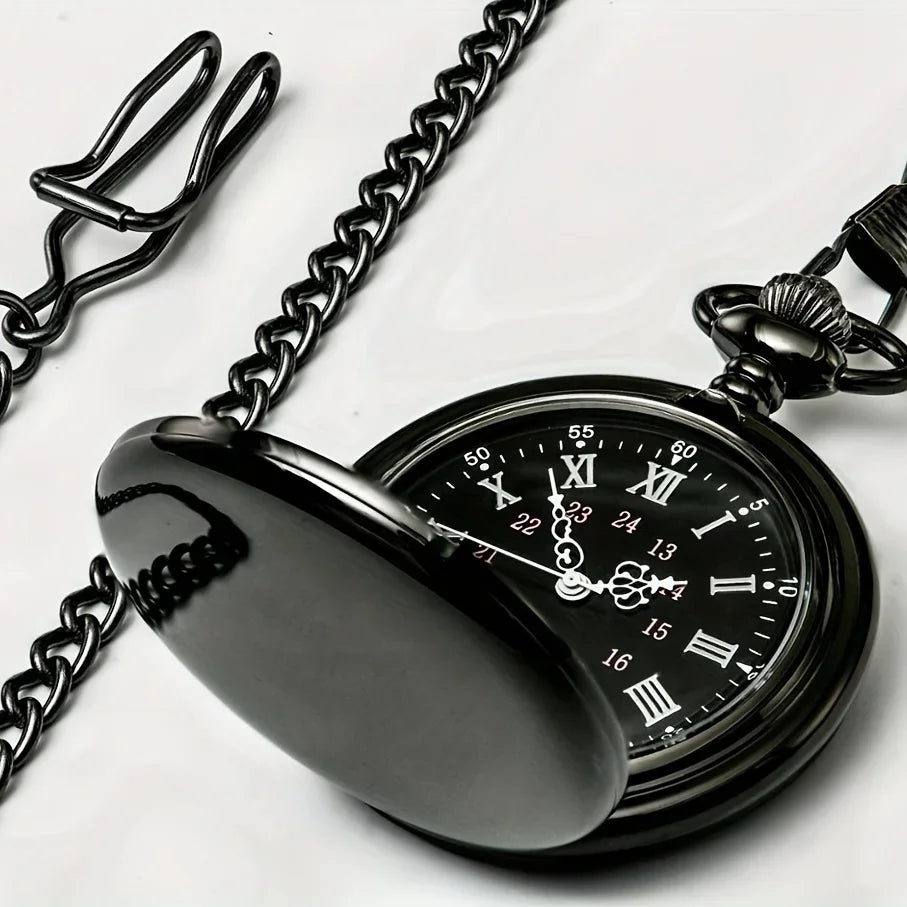 Simple Vintage Pocket Watch Round Hanging Chain Watch Quartz Watch Solid Color Alloy Pendant Bag Accessories Qme