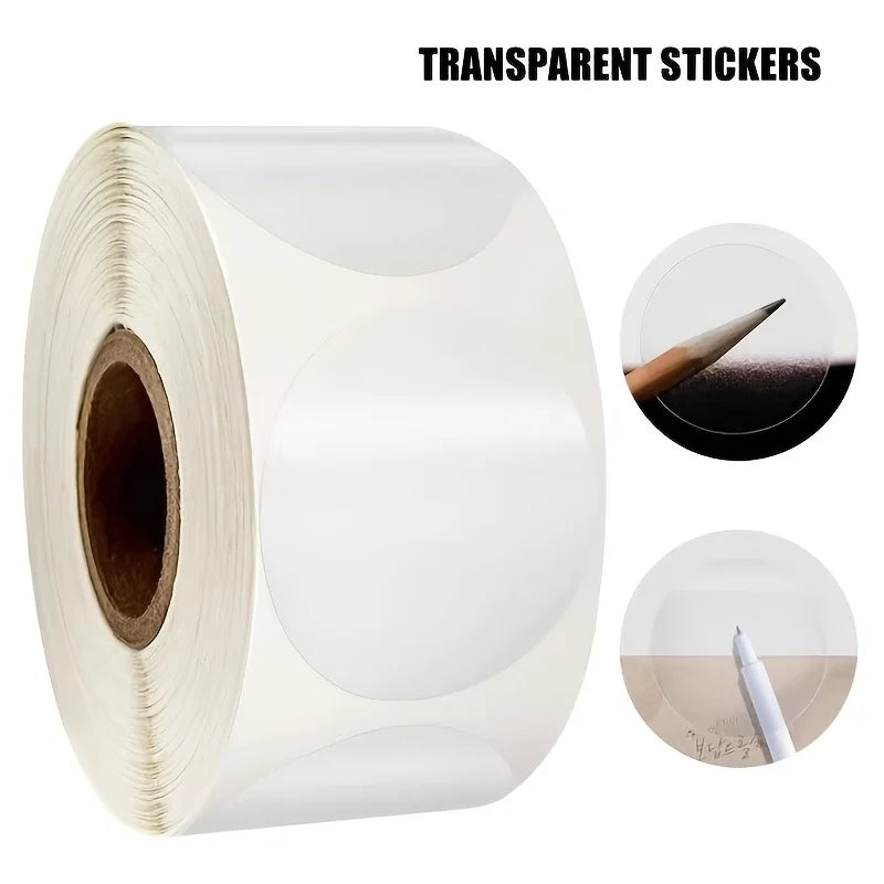 500 self-adhesive transparent stickers, 2.5 cm wide - suitable for DIY gift packaging and wrapping, durable PET material Qme