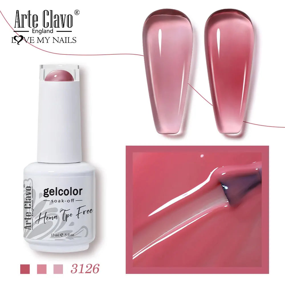 Arte Clavo Jelly Series Semi-transparent Light Pink Peach Gel Nail