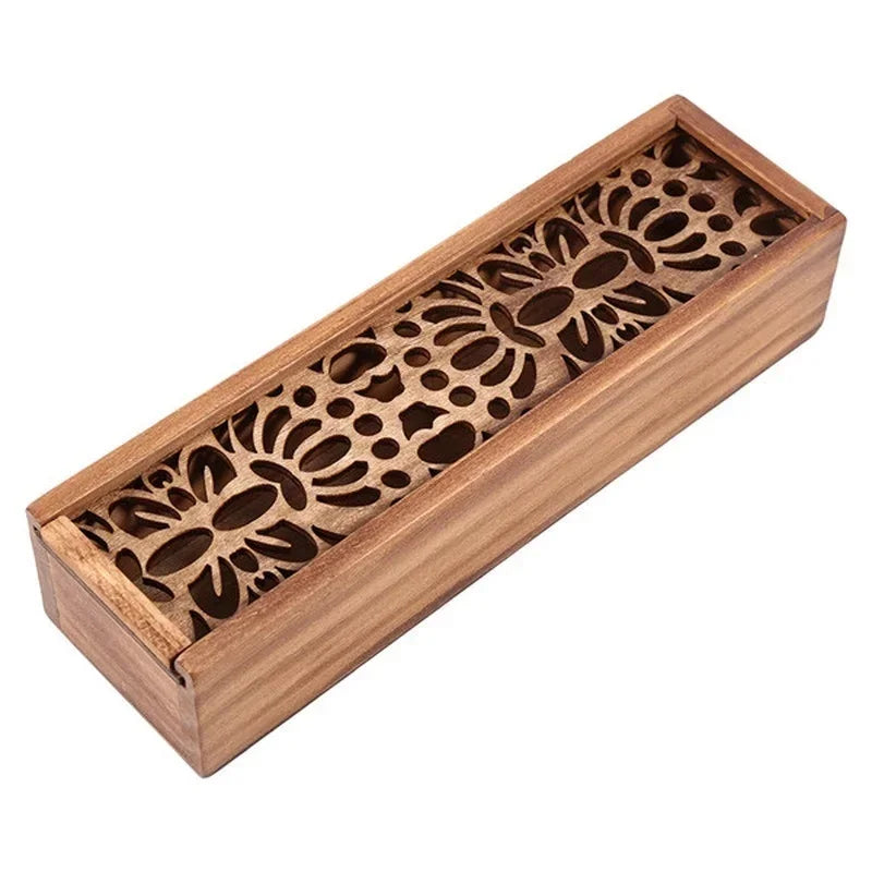 Retro Hollow Wooden Pencil Box Portable Storage Box Student Cute Multifunctional Stationery Desk Accessories School Supplies Qme 3