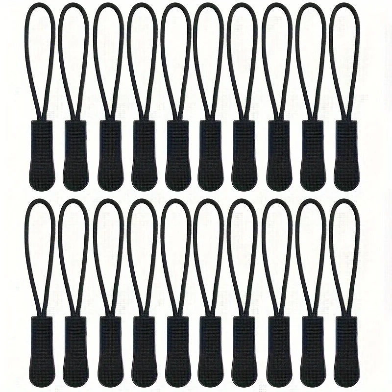 20pcs Replacement Zipper Pulls Black Zipper Pull Cord Extender For Backpacks, Jackets, Luggage, Purses, Handbags Qme 20PCS
