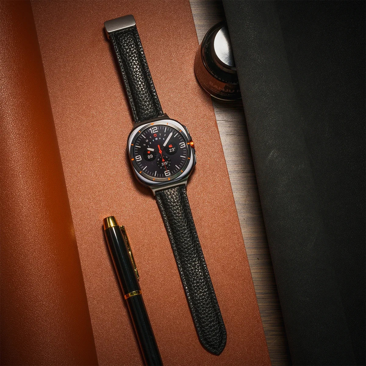 Leather Strap For Samsung Galaxy Watch Ultra 47mm Comfortable Magnetic Bracelet Wristband Galaxy Watch 7 Ultra Belt Accessories Qme Black-S Galaxy Watch Ultra