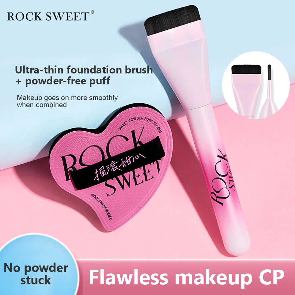 ROCK SWEET Flat Foundation Brush Sponge Puff Soft Reusable Powder Qme