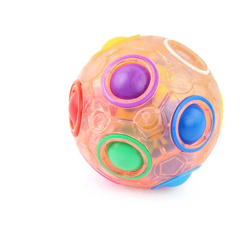 Magic Rainbow Puzzle Ball Speed Cube Ball Fun Stress Reliever Brain Teaser Color Matching 3D Puzzle Toy for Children Teen Adult Qme Red