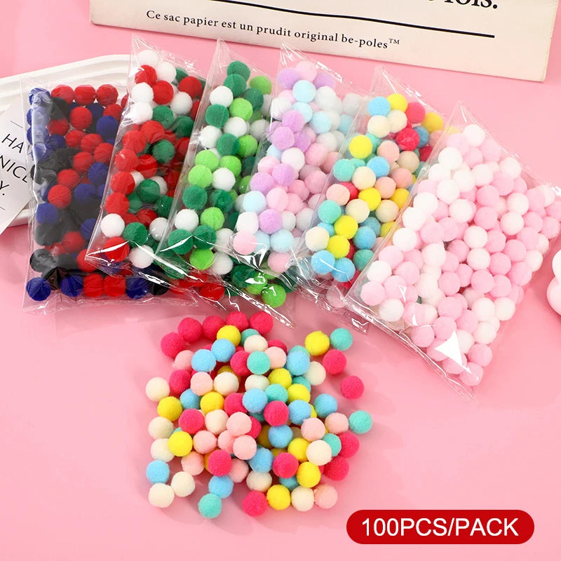 Lot Macaron Pompom Fluffy Ball Coloful Plush Handmade Craft Hairband Qme