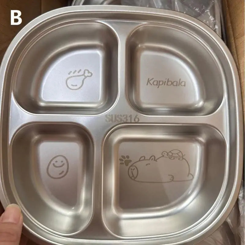 Capybara 2 3 4 Grids Food Plate Dishes Reusable Square Divided Dinner Qme B
