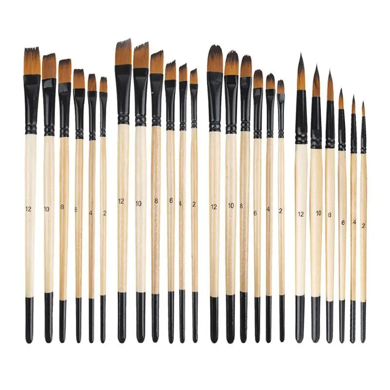 Professional Artist Paint Brush Nylon Bristles Watercolor Acrylic Oil Qme