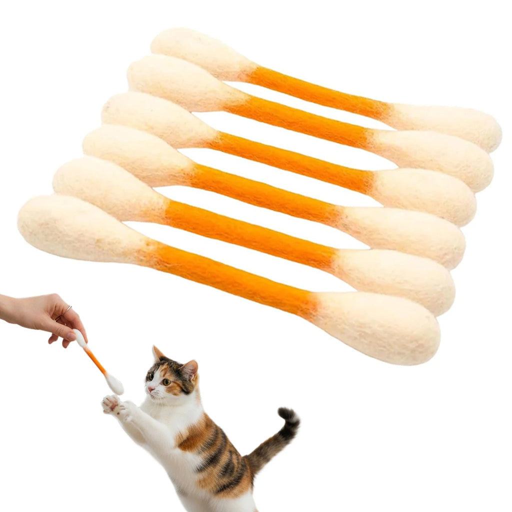 6pcs Felt Cotton Swab Cat Mint Interactive Tooth Cleaning Cat Toy Cat Giant Interaction Toy Soft Interesting Cat Pet Gift Qme