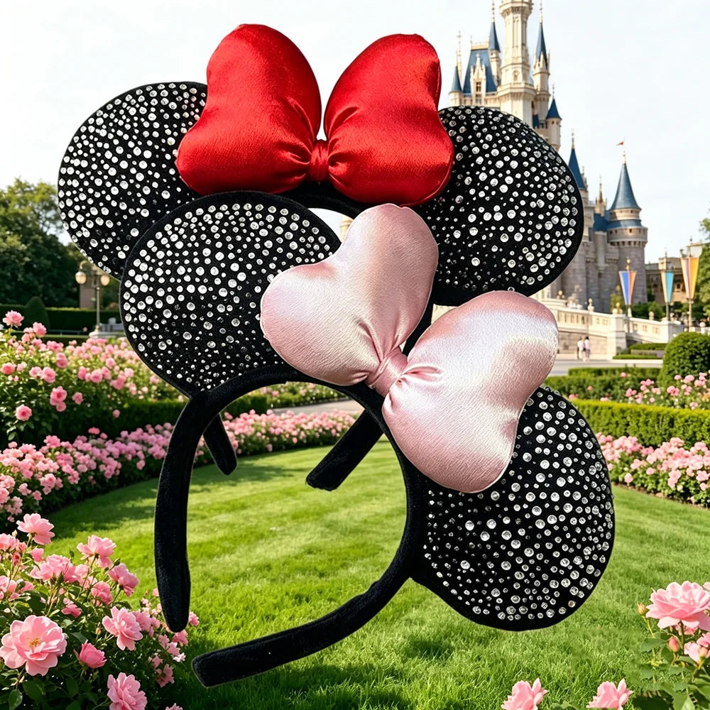 Cartoon Women's Sweet Mickey Mouse Hairband Bow Minnie Mouse Ear Headband Party Birthday Theme Park Wear Girl Hair Accessories Qme Headband 8