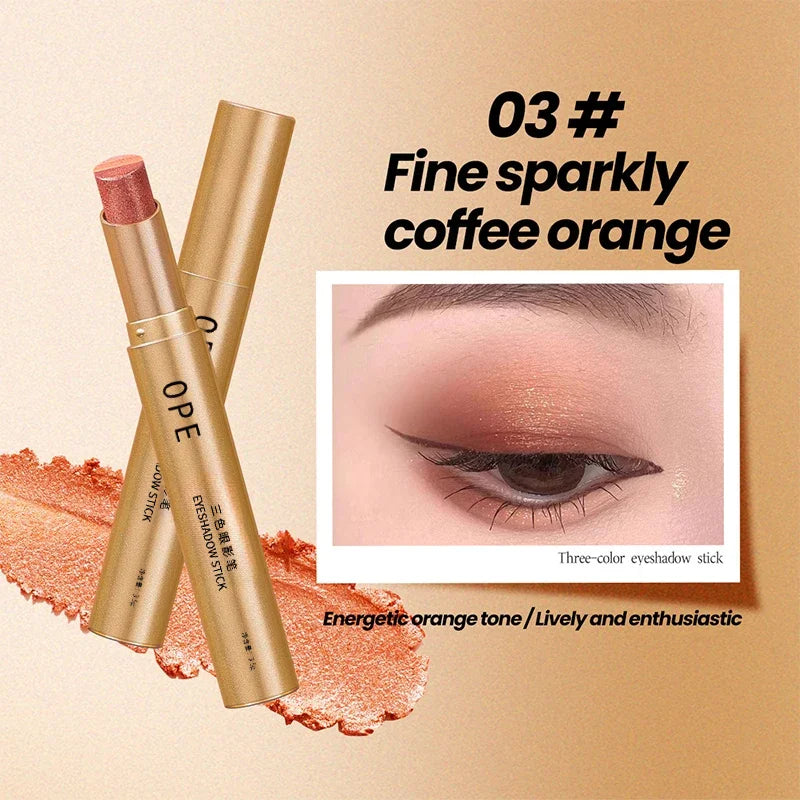 3-in-1 Eyeshadow Stick Lazy Tricolor Gradient Shimmer Eye Shadow Qme E3-01-03