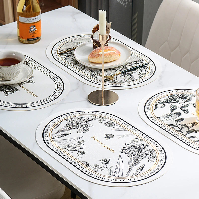Restaurant Heat-insulating Mats Pu Leather Placemat Waterproof Qme