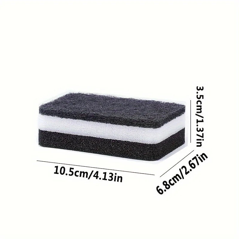 20pcs Dishwashing Sponge Wipe Black Clip White Double-sided Thickened Sponge Block Kitchen Cleaning Dishwashing Cloth Rag Brush Qme