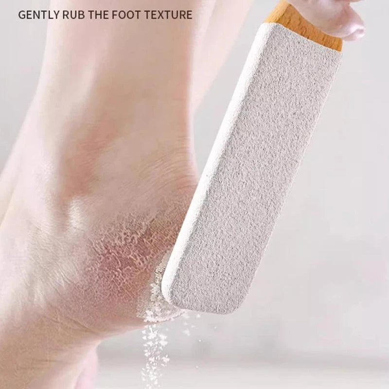 Bamboo Handle Foot File 360 Natural Pumice Stone Exfoliator Qme