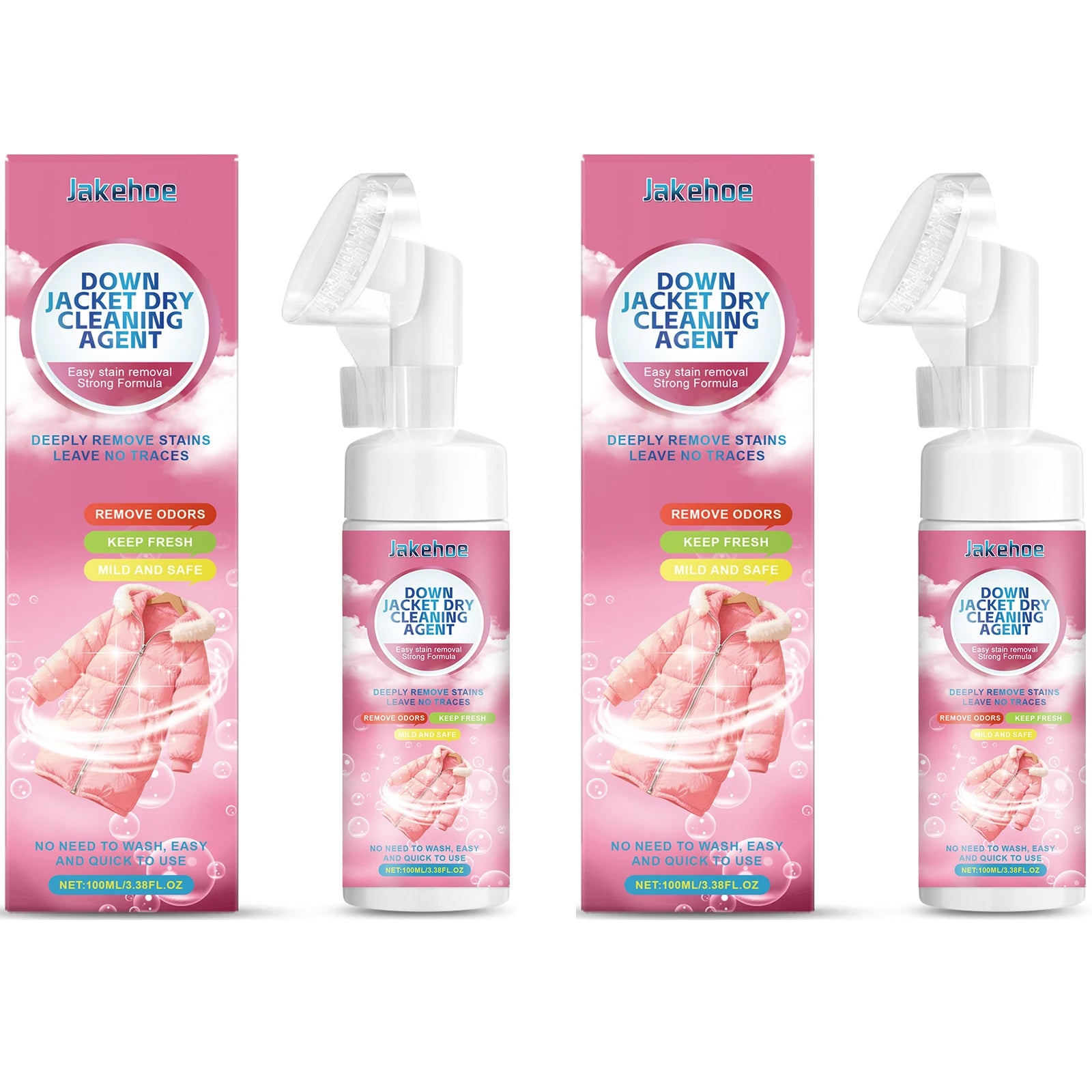 Down Jacket Dry Cleaning Agent Deep Clean Down Jacket Surface Stain Keep Down Fluffy and Soft Eliminate Odor Down Jacket Cleaner Qme 2 X 100ml Boxed