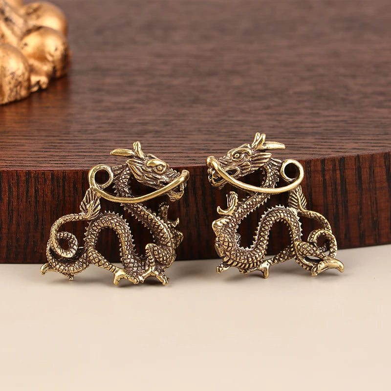 Dragon Luck Animal Fengshui Vintage Decors Retro Brass Figurine Decor Qme