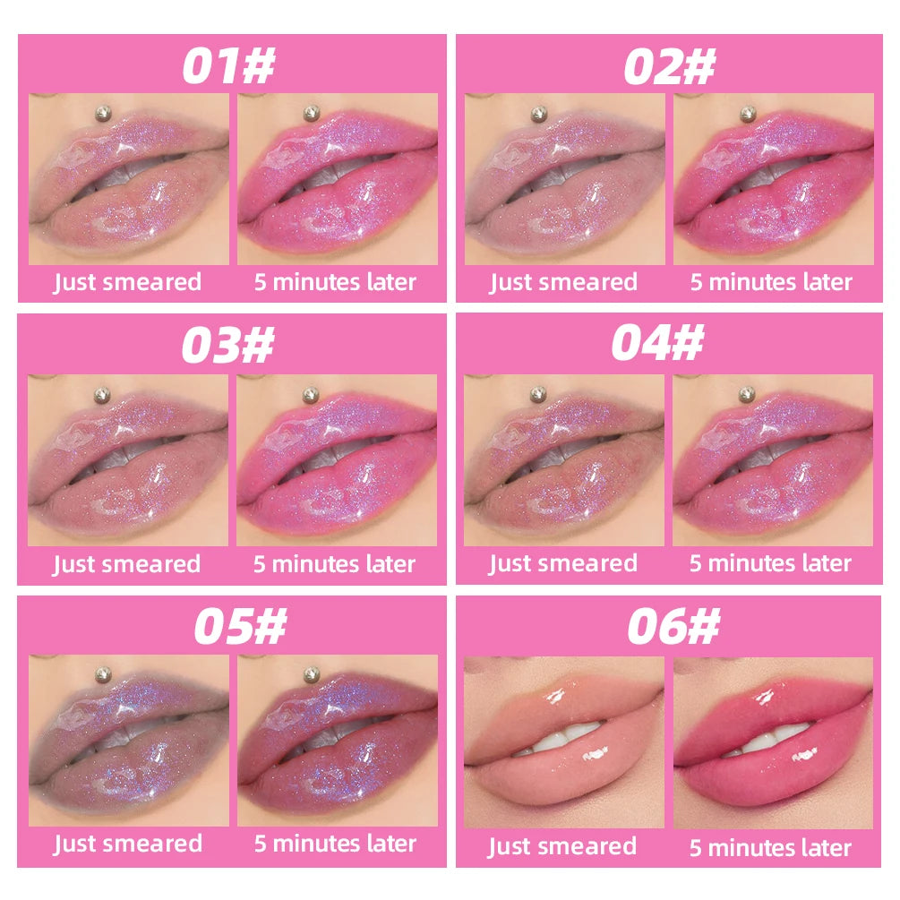 QIBEST Lip Oil Magic Warm Color Changing Lipstick Balm Lip Glaze Transparent Moisturizing Lipgloss Shiny Glitter Lipgloss Oil Qme