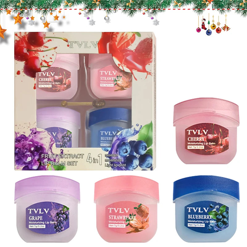 Fruit Lip Balm Spoon Autumn Winter Moisturizing Mask Anti-crack Care Qme 4pcs