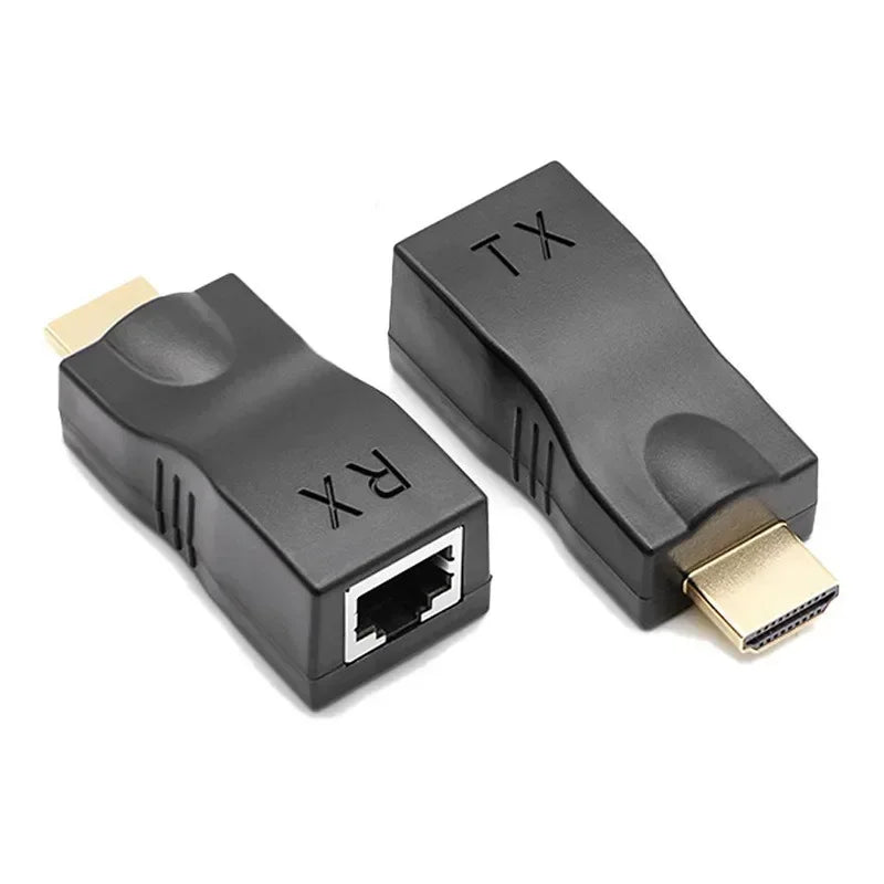 5set HDMI-compatible to RJ45 Over CAT5e / 6 UTP LAN Extender Cable, 30M, 1080P HD 4K, RJ45 Ports Network Qme Black 5 set