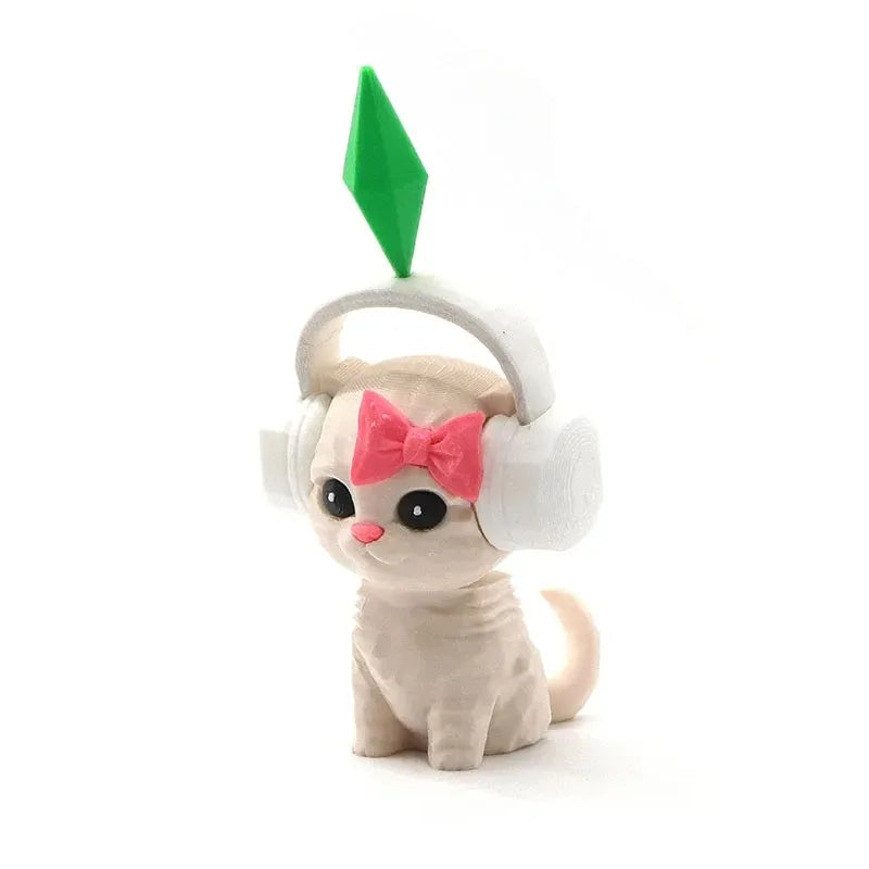 Wobbly Dancing Cat Car Accessory Sims Figurine Creative Dashboard Qme Beige