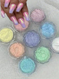 9-Colors Mermaid Chrome Nail Powder Aurora Art Dusts Round Unscented Qme 9 pcs