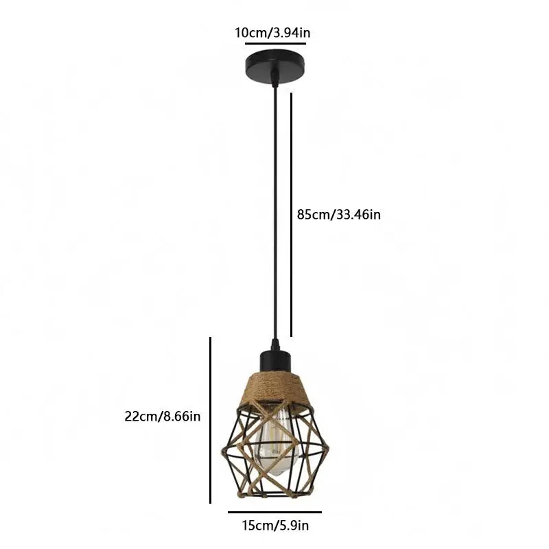 Vintage Hemp Rope Pendant Light Retro Loft Industrial Lighting Hanging Lamp Chandeliers Home Living Room Kitchen Decor Lampshade Qme 1light
