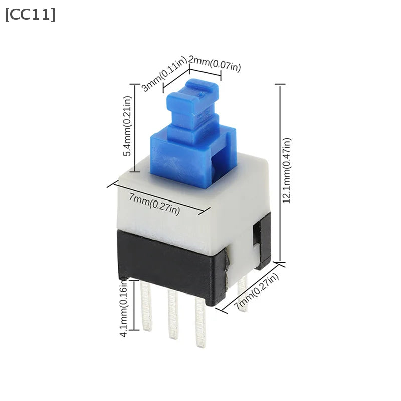 Lot Square 7x7x12mm 6 Pin DPDT Mini Push Button Flat Self-locking Qme