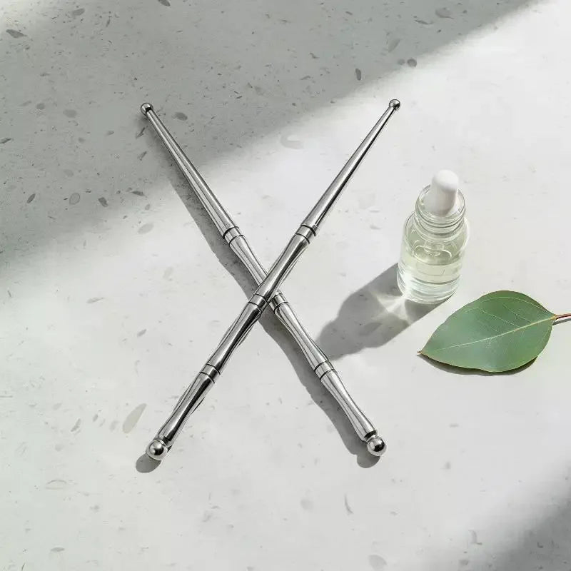 1 Acupuncture Double Head Face Ear Massage Tool Steel Acupressure Pen Qme