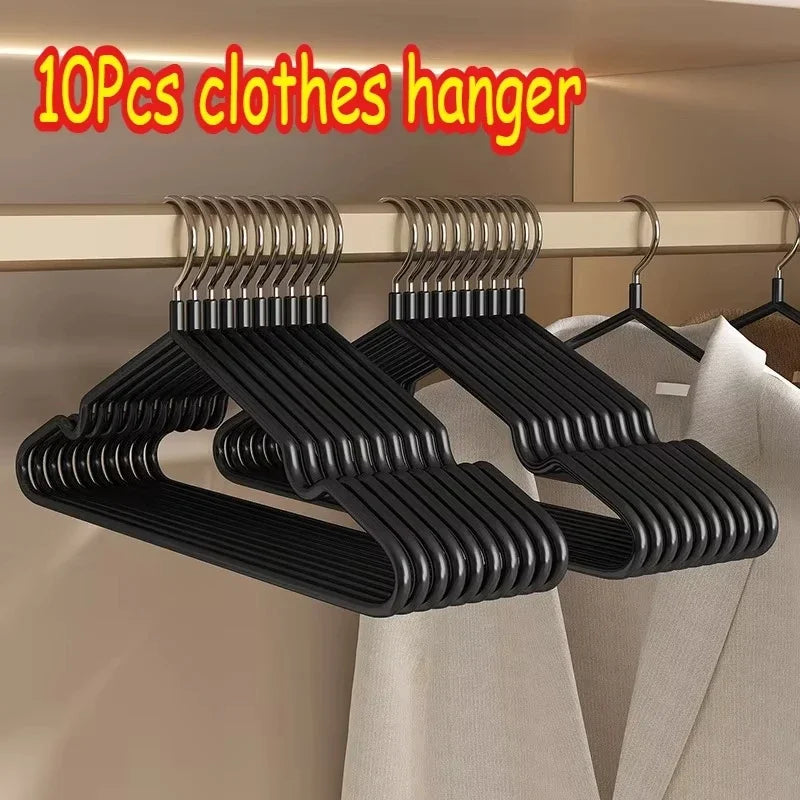 10pcs Metal Traceless No-slip Clothes Hangers Durable Strong Clothes Racks Household Space Saver Organization Bedroom Qme 10pcs black